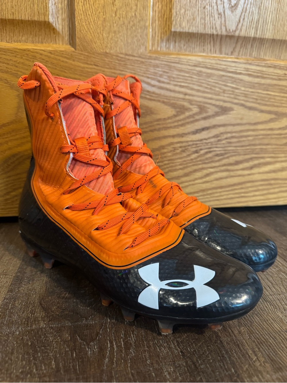 Under Armour Highlight MC Football Cleats 7.5 Orange Black High Top